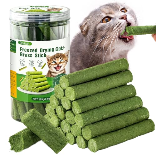 225g Katzengras Snack, Katzengras Sticks Natürlich Getrocknet Snacks für Katzen für Haarballenentfernung und Zahnpflege, Katzenminze, Cat Grass Stick von Glaublieb