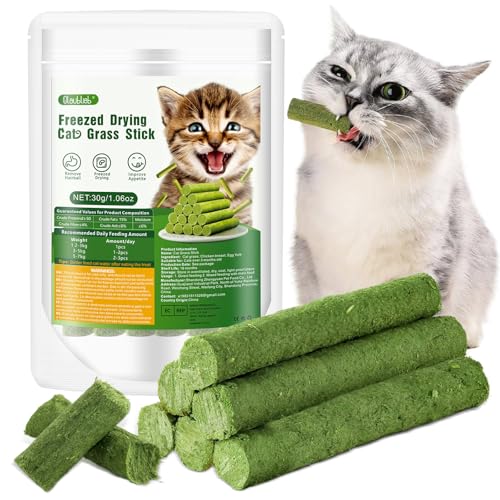 30g Katzengras Snack, Katzengras Sticks Natürlich Getrocknet Snacks für Katzen für Haarballenentfernung und Zahnpflege, Katzenminze, Cat Grass Stick von Glaublieb