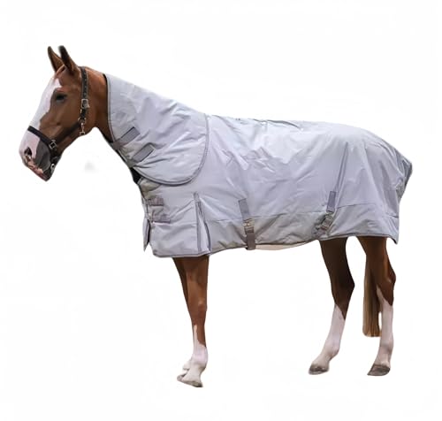 Atmungsaktive Pferdedecken - warmes Baumwollmaterial, integrierte und leichte Konstruktion, leicht zu reinigen und zu pflegen, ideal for den täglichen Gebrauch(Grau,(115cm Rückenlänge)) von Glenmi