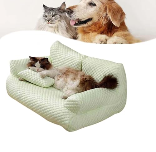 Elegante Hunde- und Katzencouch - Luxuriöses Haustiersofa mit Kühltechnologie, ideal for kleine, mittelgroße und große Rassen, maschinenwaschbarer Bezug, ganzjährig verwendbar(Green,M) von Glenmi