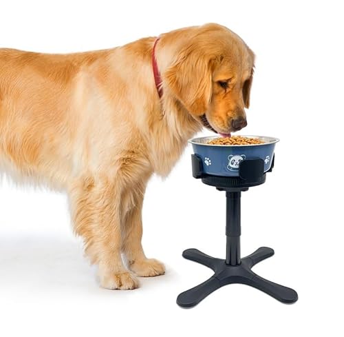 Glenmi Canine Cuisine Adjustor Rack – Metallständer mit Edelstahlnäpfen, passt Sich jeder Hundegröße an und sorgt for eine bessere Fresshaltung von Glenmi