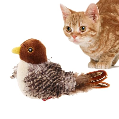 Glenmi Interaktives Katzenspielzeug mit Vogelfedern und realistischem Sound for Katzen, die jagen, schlagen und springen möchten von Glenmi