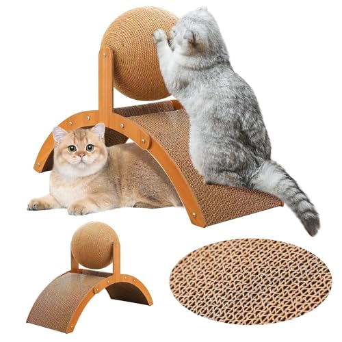 Katzenkratzpad, 3-in-1-Katzenkratzer, Kratzbrett for Katzen, verschleißfest, Katzenkratz-Riesenrad, lindert Langeweile, langlebig von Glenmi