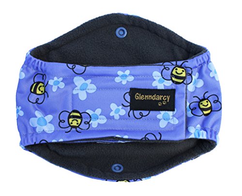 Glenndarcy Diamant multidirektionalen Hund Bauchband - Urin Inkontinenz - Buzzy Bee Medium and 2 Washable Pads von Glenndarcy