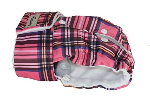 Glenndarcy Hündin Windel - Verstellbare Flexi-Hose - (Size Small to Medium Pants & 2 Washable Pads, Pink Plaid) von Glenndarcy