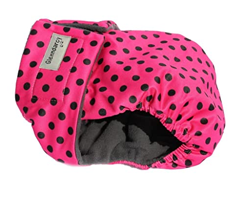 Glenndarcy Hundewindeln - OHNE SCHWANZLOCH - für z.B FRENCHIES und Bulldoggen - (Medium Pants only, Pink Black Dots) von Glenndarcy