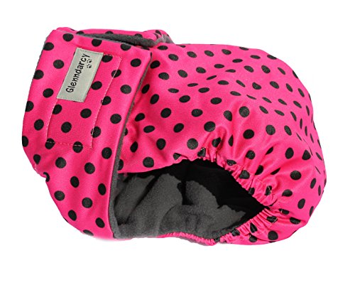 Glenndarcy Hundewindeln - OHNE SCHWANZLOCH - für z.B FRENCHIES und Bulldoggen - Dotty Pink Medium Long Pants only von Glenndarcy