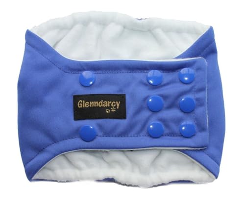 Glenndarcy Männlicher Hund Bauchband - Waschbar - Poppers - True Blue Large Band & 2 Washable Pads von Glenndarcy