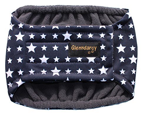 Glenndarcy Männlicher Hundewindeln Bauchband - Blue Stars Large Band & 2 Washable Pads von Glenndarcy