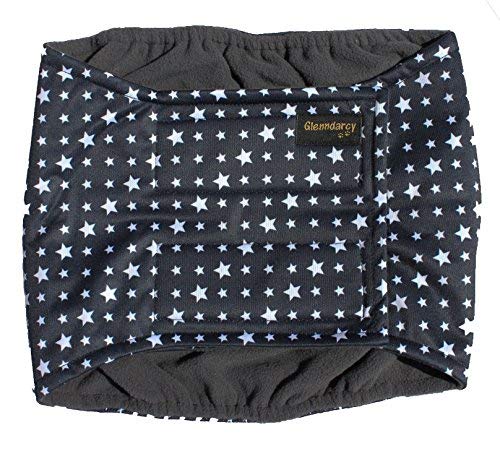 Glenndarcy Männlicher Hundewindeln Bauchband - Blue Stars XXL Band & 2 Washable Pads von Glenndarcy