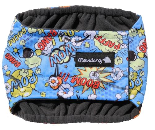 Glenndarcy Männlicher Hundewindeln - Urininkontinenz - (Large Band and 2 Washable Pads, Kaboom) von Glenndarcy