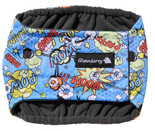 Glenndarcy Männlicher Hundewindeln - Urininkontinenz - (Medium Band and 2 washable pads, Kaboom) von Glenndarcy