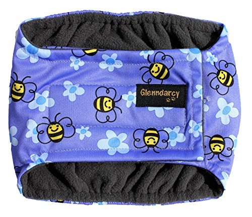 Glenndarcy Männlicher Hundewindeln - Urininkontinenz - (Medium Band & 2 Washable Pads, Buzzy Bee) von Glenndarcy