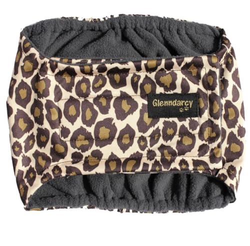 Glenndarcy Männlicher Hundewindeln - Urininkontinenz - (Medium Long Band & 2 Washable Pads, Leopard) von Glenndarcy