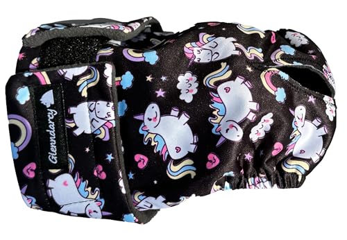 Glenndarcy Weibliche Hundewindeln - Wasserdichtes Stoff (Size Large Pants & 2 Washable Pads, Unicorns von Glenndarcy