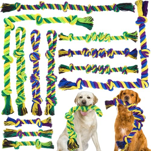 Glimin Mexikanisches Hundespielzeug aus Seil, robust, unzerstörbar, für aggressive Kauer, langlebiges Baumwollseil, Kauspielzeug für mittelgroße und große Hunde, 12 Stück von Glimin