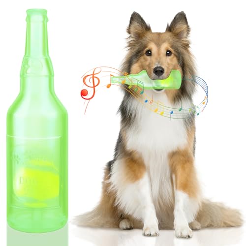 Kauspielzeug für Hunde, quietschendes Hundespielzeug mit Tennisball, unzerstörbare Flasche, Welpenspielzeug für kleine, mittelgroße und große Hunde, Outdoor-Spieltraining, Kauen, Zahnpflege, Zähne, von Glirop