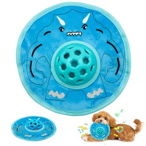 Quietschendes Frisbee Hundespielzeug, Interaktives Puzzle-Hundespielzeug mit langsamem Fressgerät, Cartoon, langlebiges Apportierspielzeug, Training, Kauspielzeug für Indoor- & Outdoor-Training, von Glirop