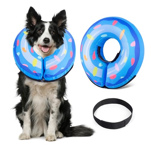 Glittme Hunde-Donut-Halsband, aufblasbarer Hundekegel für mittelgroße Hunde, weicher Hundekegel, um das Lecken zu stoppen von Glittme