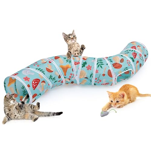 Glittme Katzentunnel, Katzentunnel für Indoor-Katzen, S-Form Peekaboo Katzenhöhle mit Katzenspielzeug, Faltbare Katzenröhren und Tunnel für Katzen, Kaninchen, Welpen, Meerschweinchen von Glittme