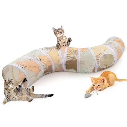 Glittme Katzentunnel, Katzentunnel für Indoor-Katzen, S-Form Peekaboo Katzenhöhle mit Katzenspielzeug, Faltbare Katzenrohre und Tunnels für Katzen, Kaninchen, Welpen, Meerschweinchen von Glittme