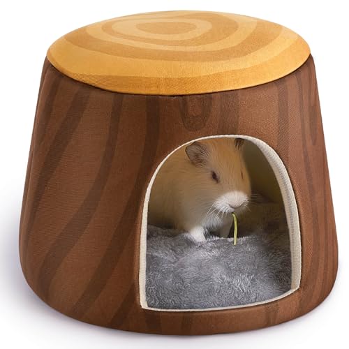 Glittme Meerschweinchenversteck 2 in 1 Meerschweinchenbett mit herausnehmbarem Pad, waschbares Hasenbett, faltbares Meerschweinchenzubehör für Meerschweinchenkäfige, Meerschweinchen, Hase, Hamster, von Glittme