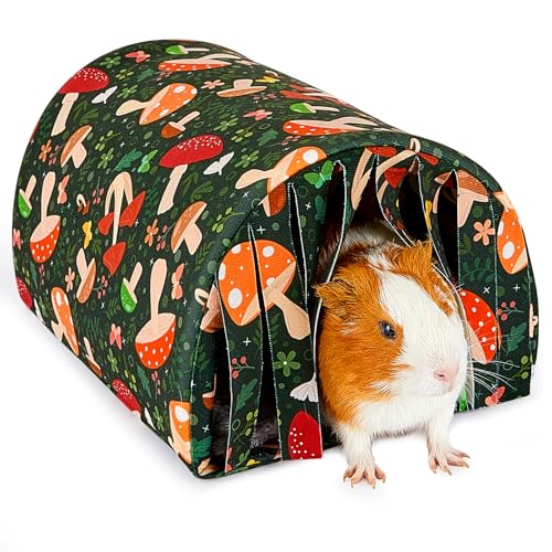 Glittme Meerschweinchenversteck mit Vorhang Meerschweinchen Tunnel Weiches Meerschweinchenbett mit Kissenanzug für Meerschweinchenkäfig Waschbares Meerschweinchenhaus für Meerschweinchen, Hamster, von Glittme