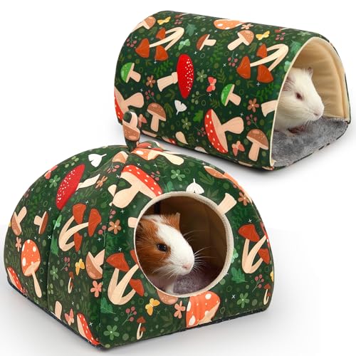 Meerschweinchenversteck Glittme Weiches Meerschweinchenbett und Tunnel, 2 Pack Waschbarer Meerschweinchentunnel mit Haus Meerschweinchen Zubehör für Hamster, Kaninchen, Hase, Kleintier von Glittme