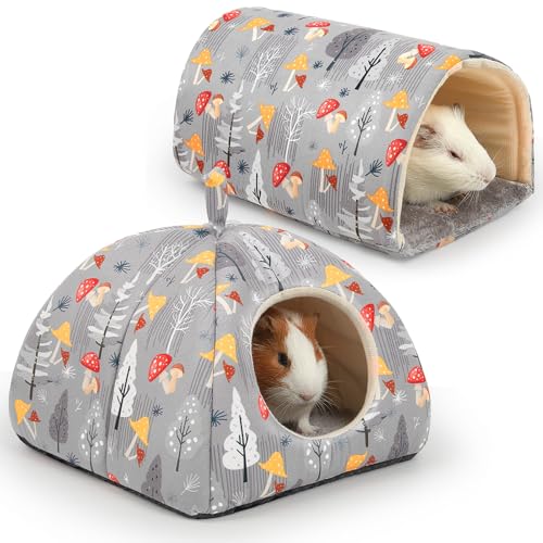 Meerschweinchenversteck Glittme Weiches Meerschweinchenbett und Tunnel, 2 Pack Waschbarer Meerschweinchentunnel mit Haus Meerschweinchen Zubehör für Hamster, Kaninchen, Hase, Kleintier von Glittme