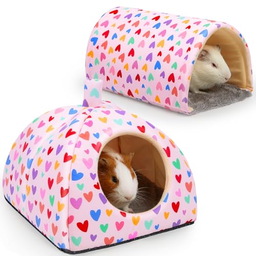 Meerschweinchenversteck Glittme Weiches Meerschweinchenbett und Tunnel, 2 Pack Waschbarer Meerschweinchentunnel mit Haus Meerschweinchen Zubehör für Hamster, Kaninchen, Hase, Kleintier von Glittme