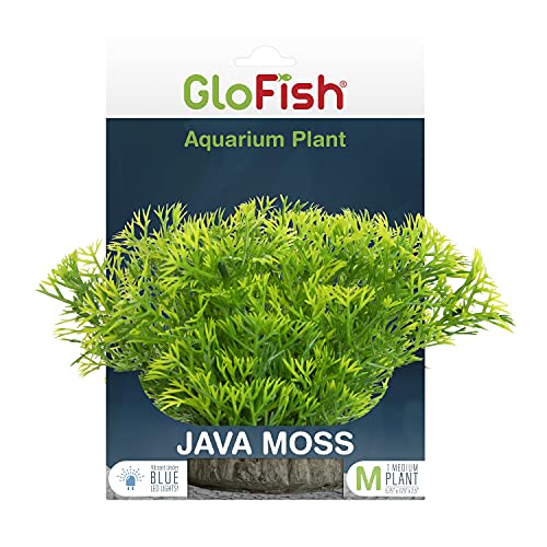 GloFish Java Moos Pflanze Aquarium Dekor, Grün Mittel, Fluoreszierend Unter Blauem LED-Licht von GloFish