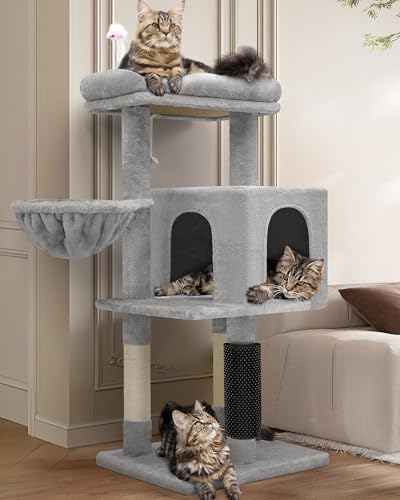 Globlazer F46B Kratzbaum, 116,8 cm, Katzenturm für erwachsene Katzen, Katzenhaus mit großer Sitzstange oben, Hängematte, Kratzbäume, Katzen-Selbstpflege, Katzenbaum und Turm für große Katzen, große von Globlazer