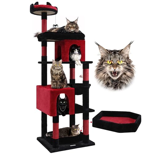 Globlazer S72 Robuster Gothic-Katzenbaum für große Katzen, robuster 182,9 cm Maine Coon Kratzbaum für große Katzen, 9 kg+ Halloween-Katzenturm für erwachsene größte Katzen mit 6 Kratzstämmen, von Globlazer