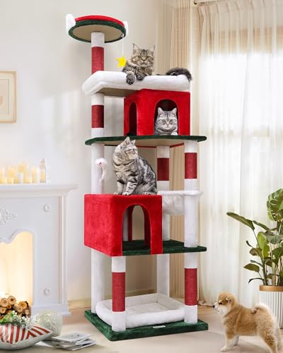 Globlazer S72 Robuster Weihnachtsbaum für große Katzen, robuster 182,9 cm Maine Coon Kratzbaum für große Katzen, 9 kg + Festival, robuster Katzenturm für erwachsene größte Katzen mit 6 Kratzstämmen, von Globlazer