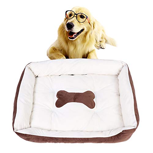 Glomora Hundebett, weiches, bequemes Knochen-Kaffee-Beige-Mattenkissen für Katzen, Hunde, alle Jahreszeiten von Glomora