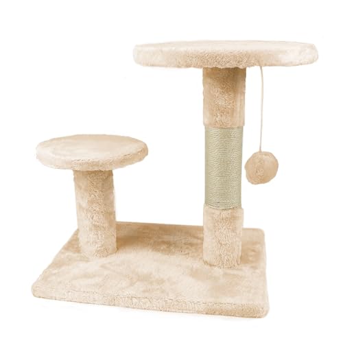 Gloop Katzenbaum Kratzbaum Katzenmöbel Spielhaus Mehrstöckig Katzenhaus mit Plattformbett Stabiler Kletterbaum für Katzen 40 cm hoch (Beige-40L x 30B x 40H cm) von Gloop