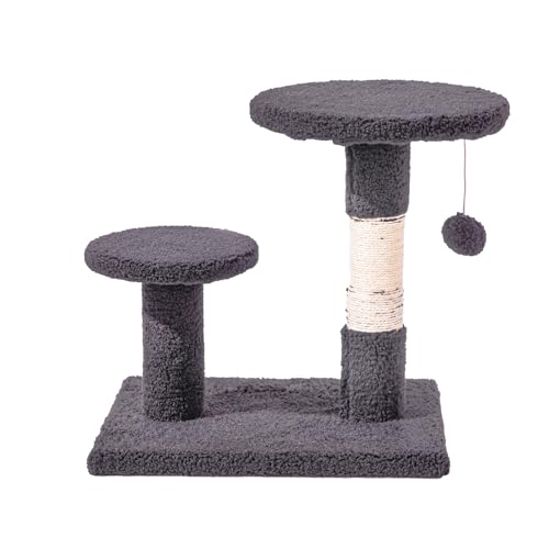 Gloop Katzenbaum Kratzbaum Katzenmöbel Spielhaus Mehrstöckig Katzenhaus mit Plattformbett Stabiler Kletterbaum für Katzen 40 cm hoch (Grau-40L x 30B x 40H cm) von Gloop