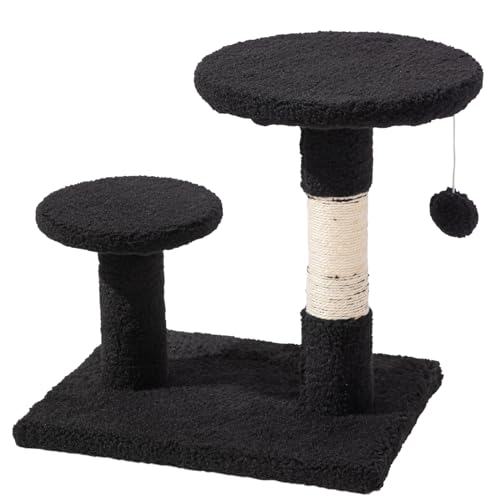 Gloop Katzenbaum Kratzbaum Katzenmöbel Spielhaus Mehrstöckig Katzenhaus mit Plattformbett Stabiler Kletterbaum für Katzen 40 cm hoch (Schwarz-40L x 30B x 40H cm) von Gloop