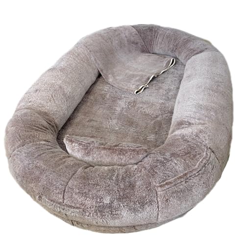 Glorlliant Hundebett, riesiges, waschbares, bequemes Plüsch-Hundebett mit Tasche, tragbar, großer Sitzsack, Haustierbett für Menschen, extra Größe, faules Sofa für große Hunde, Farbverlauf, Kaffee, von Glorlliant