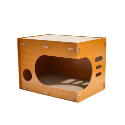 Glorlliant Katzenkratzbox, Katzenhaus, Katzenspielzeug Box, Katze Karton Kratzer, Katze Papphaus, Holz Abnehmbarer Katzenkratzer, Katzenkratzhaus Katzenbox für Innen Kleine Mittlere Große Katzen von Glorlliant