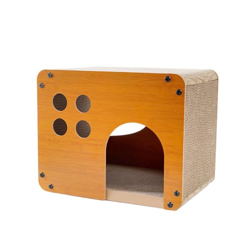 Glorlliant Katzenkratzbox, Katzenhaus Katzenspielzeug Kiste, Katzenkratzer aus Karton, Katzenkratzhaus, Holz Abnehmbar Katzenkratzer, Katzenkratzhaus Katzenbox für Innen Kleine Mittlere Große Katzen von Glorlliant