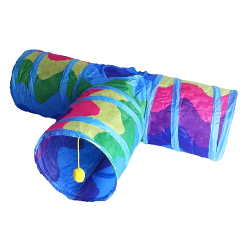 Glorlliant Pet Cat Tunnel Tube Toys, Faltbare Spieltunnel für Indoor-Katzen, Kitty Crinkle Tunnel Katzenzelt, Faltbare Röhren Eimer Spielzeug für Welpen, Kätzchen, Kaninchen B18219_Wave Tee von Glorlliant