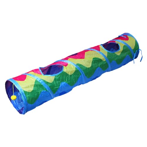 Glorlliant Pet Cat Tunnel Tube Toys, Zusammenklappbare Spieltunnel für Indoor-Katzen, Kitty Crinkle Tunnel Katzenzelt, Faltbare Röhren Eimer Spielzeug für Welpen Kitty Kätzchen Kaninchen B18219_Wave von Glorlliant