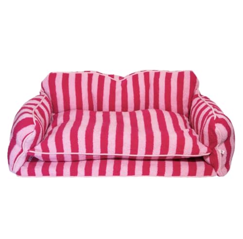 Gestreiftes Haustierbett, Rosa Hundebett, Hundesofa, Größe:80.0 cmx50.0 cmx33.0 cm (Rosa, Groß) von Glow Pups