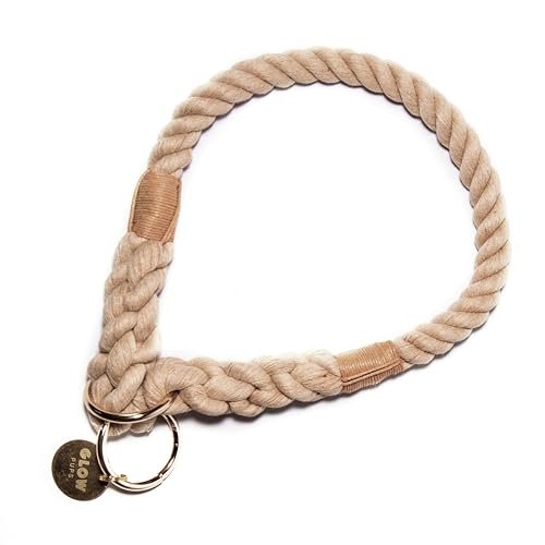 Handgefertigtes Ombre-Seilhalsband für mittelgroße und große Hunde (Khaki, L) von Glow Pups