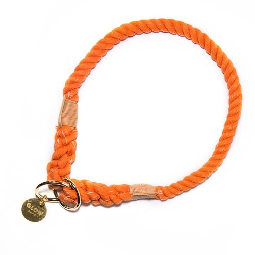 Handgefertigtes Ombre-Seilhalsband für mittelgroße und große Hunde (Orange, L) von Glow Pups