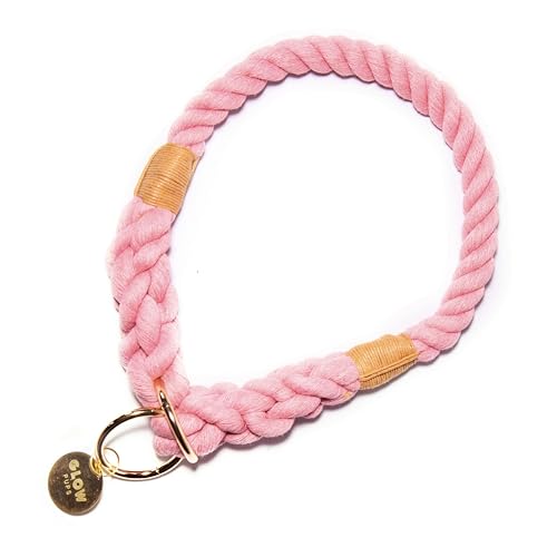 Handgefertigtes Ombre-Seilhalsband für mittelgroße und große Hunde (Rosa, Größe M) von Glow Pups