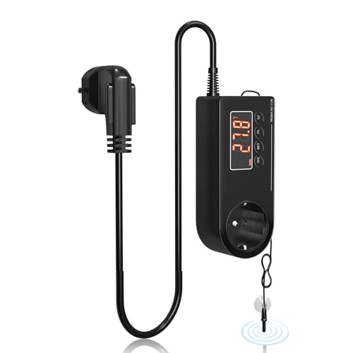 GlowUp Thermostat Steckdose 220V temperaturregler 230v mit fühler EU Plug feuchtigkeitsregler steckdose mit Sonde digitaler temperaturregler für Gewächshaus, Reptilien, Aquarium, Inkubator, etc (1Pcs) von GlowUp