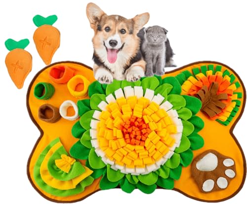 Snuffle Mat for Dogs, Sniff Mat with 2 Carrot Toys, 17''x25'' Activity Mat for Cats, Rabbits, and Puppies - Slow Eating, Stress Relief, Foraging Skills Training von Glowgath