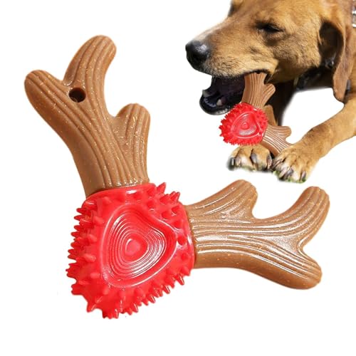 Beißspielzeug für Welpen, Kauspielzeug für Welpen zum Zahnen, Quietschspielzeug für Hunde, interaktives Hundespielzeug in Geweihform, -Spielzeug zur Zahnreinigung, unzerstörbares Hunde-Anreicherung von Glugahrif